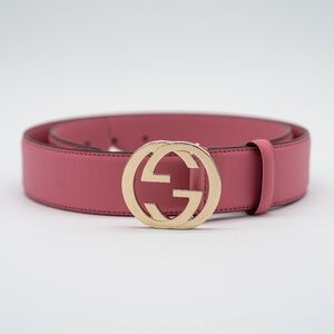 size 90 Gucci Blondie Belt Pink GG Gold Buckle Leather